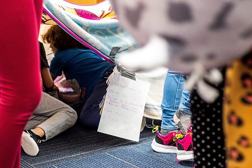 MIKAELA MACKENZIE / WINNIPEG FREE PRESS

A blanket fort, with hand-written rules posted outside, in a classroom during a day of unstructured play at cole Dieppe in Winnipeg on Tuesday, Feb. 14, 2023. For Maggie story.

Winnipeg Free Press 2023.