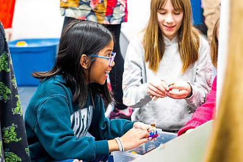 MIKAELA MACKENZIE / WINNIPEG FREE PRESS

Grade four students Kyllie Hipolito (left), Esme Kulik, and Isabel Macgregor play with lego during a day of unstructured play at cole Dieppe in Winnipeg on Tuesday, Feb. 14, 2023. For Maggie story.

Winnipeg Free Press 2023.
