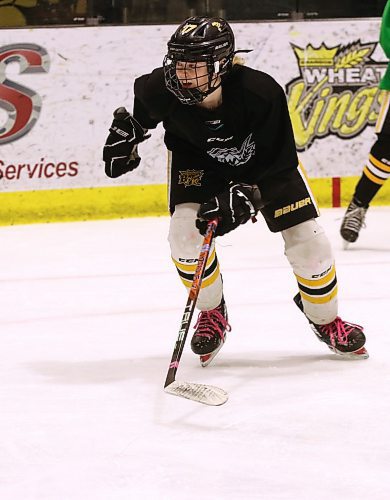 Brandon female under-15 AAA Wheat Kings captain Shayla Scinocca, shown during a recent practice at J&amp;G Homes Arena, said her team works hard and skates well. (Perry Bergson/The Brandon Sun)
