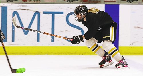 Brandon female under-15 AAA Wheat Kings captain Shayla Scinocca, shown during a recent practice at J&amp;G Homes Arena, said her team works hard and skates well. (Perry Bergson/The Brandon Sun)
