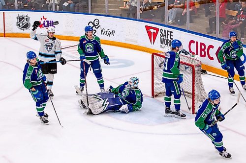 Zach Peters / Winnipeg Free Press
Owen Pederson of the Ice celebrates scoring a goal.