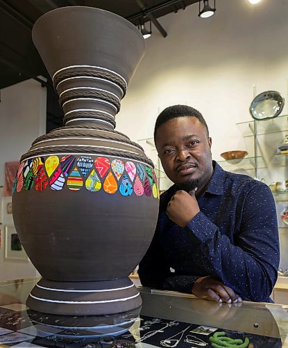 RUTH BONNEVILLE / WINNIPEG FREE PRESS 


ENT - Artist Toluwalope Toludare

Portrait of artist and sculptor, Toluwalope Toludare, with his creation called, Dudu Osun, meaning &quot;Black and Shine&quot; taken at C2 Centre for Craft.


Story: Toluwalope Toludare is a fairly new MCC member. Toluwalope began working in ceramics when he attended a design college in Nigeria, but he originally came from a science background (he was enrolled in a science high school). After design school, he completed a cross-disciplinary Phd with a concentration in Bio-Ceramics, marrying his interests in science and pottery through research of medical applications of ceramics. Ceramics are bio inert (your body doesn&#x574; reject them) and bio active (your body can integrate with the material and build on top of it). This interest led him to researching and developing dental porcelain powder. He has been published in several scientific journals for his research in Bio-Ceramics while working in Nigeria. For Toluwalope, being a potter isn&#x574; just about making pots: it&#x573; about being self-sufficient as a potter. With his chemistry and science background in combination with his years of experience, Toluwalope can make his own clay, his own glazes, his own kiln. The depth of understanding of his materials gives him a high level of control over his work.


AV Kitching (she/her)

Arts &amp; Life writer

Feb 15th,  2023