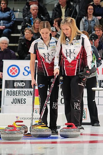After playing together for over a decade, Kaitlyn Lawes, left, and Jennifer Jones will be skipping separate squads this week. (Brandon Sun files) 