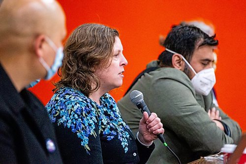 MIKAELA MACKENZIE / WINNIPEG FREE PRESS

Liz Carlyle, with CUPE MB, speaks at an event launching Community Solidarity Manitoba, a coalition against the far right, at Broadway Disciples United Church in Winnipeg on Thursday, Feb. 16, 2023.  For Carol story.

Winnipeg Free Press 2023.