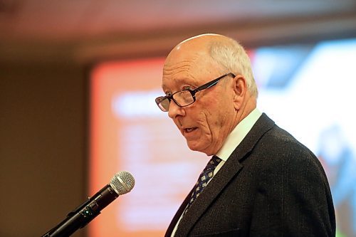 Travel Manitoba president and CEO Colin Ferguson gives a presentation on the state of tourism in Manitoba and its future during a Brandon Chamber of Commerce luncheon at the Keystone Centre's MNB Hall on Thursday afternoon. (Matt Goerzen/The Brandon Sun)