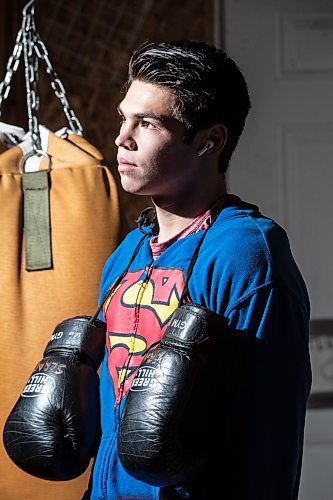 Mike Sudoma/Winnipeg Free Press
Eli Serada inside of his garage boxing gym set up Thursday evening
February 16, 2023 