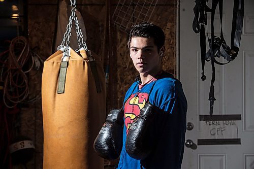 Mike Sudoma/Winnipeg Free Press
Eli Serada inside of his garage boxing gym set up Thursday evening
February 16, 2023 