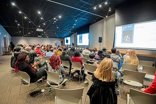 Mike Sudoma/Winnipeg Free Press
Audience members listen to a panel discussion held after a viewing of Black Ice held at the Canadian Museum of Human Rights Thursday evening
February 16, 2023 