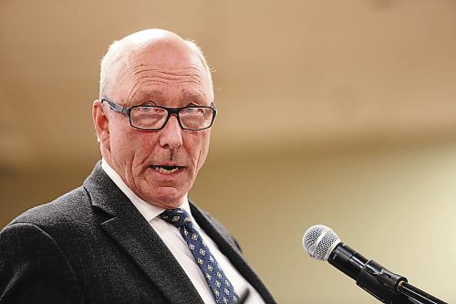 Travel Manitoba president and CEO Colin Ferguson gives a presentation on the state of tourism in Manitoba and its future during a Brandon Chamber of Commerce luncheon at the Keystone Centre's MNB Hall on Thursday afternoon. (Matt Goerzen/The Brandon Sun)