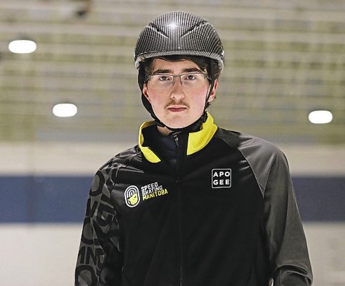 Adrian Lanoie of the Westman Speed Skating Club. (Perry Bergson/The Brandon Sun)