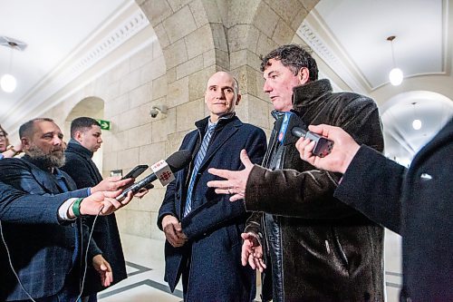 MIKAELA MACKENZIE / WINNIPEG FREE PRESS

Federal minister of health Jean-Yves Duclos (left) and federal minister of intergovernmental affairs, infrastructure and communities Dominic LeBlanc speak to the media after meeting with premier Heather Stefanson and provincial ministers of health and finance at the Manitoba Legislative Building in Winnipeg on Friday, Feb. 17, 2023.  For Danielle story.

Winnipeg Free Press 2023.