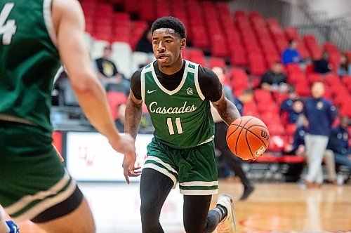 Mike Sudoma/Winnipeg Free Press
Cascades Guard, Chris Jackson moves the ball up the court as they take on the Brandon University 
Bobcats at the University of Winnipeg&#x2019;s Duckworth Centre Friday afternoon
February 17, 2023 