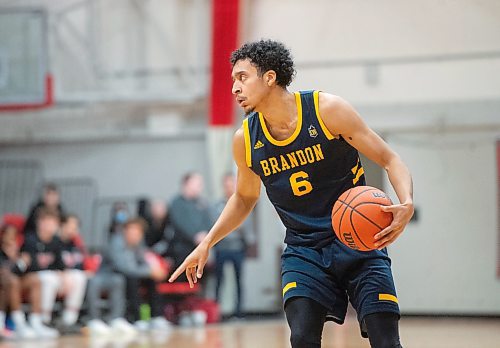 Mike Sudoma/Winnipeg Free Press
Brandon University Bobcats forward Arjun Bains keeps looks for a pass as his team takes on the Winnipeg Wesmen Saturday
February 18, 2023 