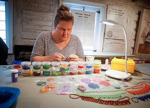 JOHN WOODS / WINNIPEG FREE PRESS
Samantha Silvester works on her beading project during the Louis Riel Day celebration at the Saint Boniface Museum in Winnipeg, Monday, February 20, 2023.

Reporter: Pindera