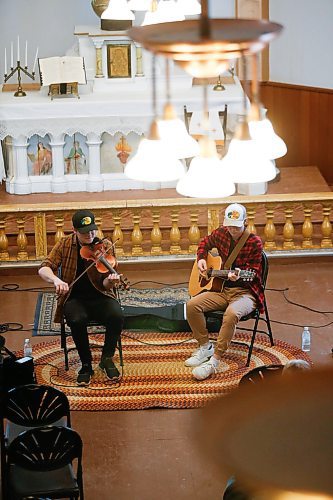 JOHN WOODS / WINNIPEG FREE PRESS
Miguel and Cabrel Sorin perform during the Louis Riel Day celebration at the Saint Boniface Museum in Winnipeg, Monday, February 20, 2023.

Reporter: Pindera