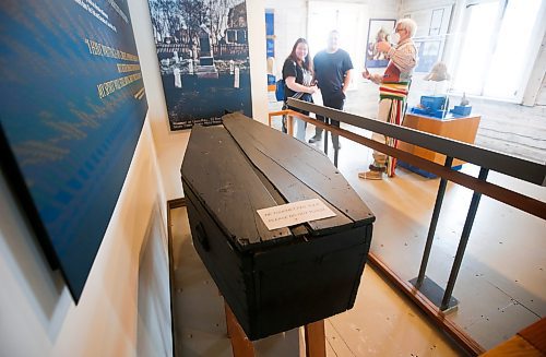 JOHN WOODS / WINNIPEG FREE PRESS
People visit the coffin of Louis Riel during the Louis Riel Day celebration at the Saint Boniface Museum in Winnipeg, Monday, February 20, 2023.

Reporter: Pindera