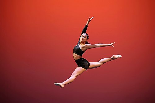 21022023
Sarah Labossiere leaps through the air while dancing in the Jazz Solo, Own Choice, 16 Years &amp; Under category during the dance portion of the Festival of the Arts at the Western Manitoba Centennial Auditorium on Tuesday. The festival continues with dance categories all this week. 
(Tim Smith/The Brandon Sun)