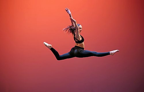 21022023
Alexa Case leaps through the air while performing in the Jazz Solo, Own Choice, 18 Years &amp; Under category during the dance portion of the Festival of the Arts at the Western Manitoba Centennial Auditorium on Tuesday. The festival continues with dance categories all this week. 
(Tim Smith/The Brandon Sun)