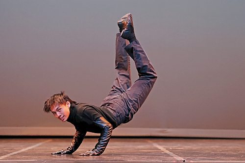 21022023
Anthony Canales dances in the Jazz Solo, Own Choice, 18 Years &amp; Under category during the dance portion of the Festival of the Arts at the Western Manitoba Centennial Auditorium on Tuesday. The festival continues with dance categories all this week. 
(Tim Smith/The Brandon Sun)