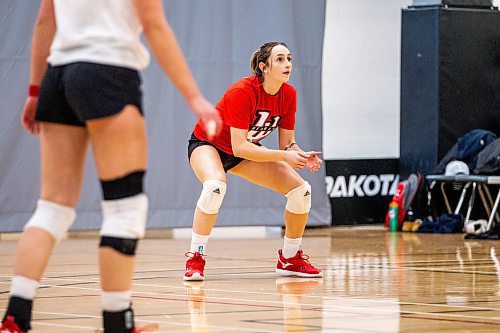 MIKAELA MACKENZIE / WINNIPEG FREE PRESS

Taylor Kleysen at U of W women&#x573; volleyball practice at the Dakota Fieldhouse in Winnipeg on Wednesday, Feb. 22, 2023. For Mike story.

Winnipeg Free Press 2023.