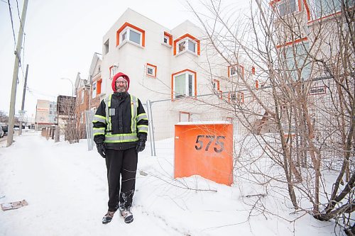 Mike Sudoma/Winnipeg Free Press
Long time West End resident Jason Keenan stands in front of a Manitoba Housing complex located at 575 Balmoral St Thursday afternoon
February 23, 2023 