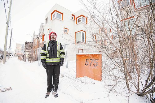 Mike Sudoma/Winnipeg Free Press
Long time West End resident Jason Keenan stands in front of a Manitoba Housing complex located at 575 Balmoral St Thursday afternoon
February 23, 2023 