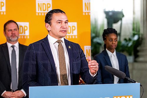 MIKAELA MACKENZIE / WINNIPEG FREE PRESS

Manitoba NDP leader Wab Kinew announces new critic roles for the upcoming legislative session at the Manitoba Legislative Building in Winnipeg on Thursday, Feb. 23, 2023. For Danielle story.

Winnipeg Free Press 2023.