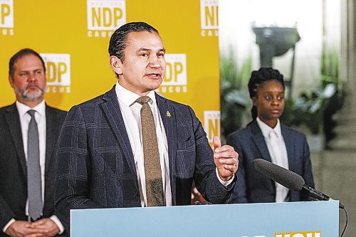 MIKAELA MACKENZIE / WINNIPEG FREE PRESS

Manitoba NDP leader Wab Kinew announces new critic roles for the upcoming legislative session at the Manitoba Legislative Building in Winnipeg on Thursday, Feb. 23, 2023. For Danielle story.

Winnipeg Free Press 2023.