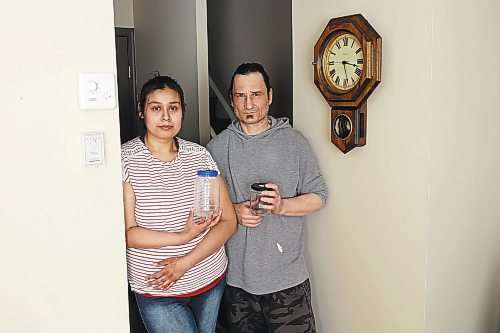 23022023
Abdizamani Tacan and Maurice Taillieu have been struggling to have Manitoba Housing take a cockroach infestation in their home seriously and are worried about the effects of the cockroach removal process on their health and that of their seven-month-old boy.  (Tim Smith/The Brandon Sun)