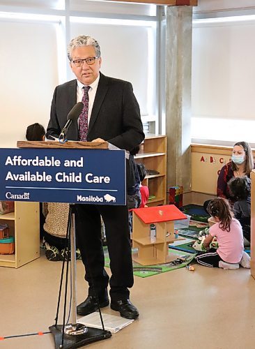 TYLER SEARLE / WINNIPEG FREE PRESS

Liberal member of Parliament Dan Vandal speaking during a childcare funding announcement at the SPLASH Child Enrichment Centre at 363 McGregor St. on Feb. 23, 2023. The provincial and federal governments have committed a combined $60 million toward improving childcare infrastructure and staff retention.