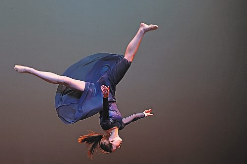 23022023
Leighton Rice flips through the air while dancing in the Lyrical Jazz Solo, Own Choice, 14 Years &amp; Under category during the dance portion of the Festival of the Arts at the Western Manitoba Centennial Auditorium on Thursday. 
(Tim Smith/The Brandon Sun)