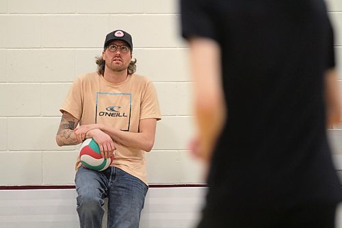 Joel Small watches his ACC Cougars men's volleyball team at practice on Wednesday, ahead of his last MCAC championship weekend as head coach. (Thomas Friesen/The Brandon Sun)