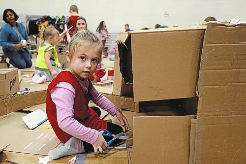 The Cardboard Challenge took place in ACC's gym, where kids from across Brandon participated in the event. (Geena Mortfield/The Brandon Sun)