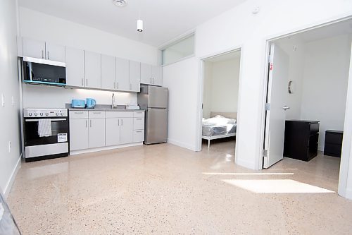 Mike Sudoma/Winnipeg Free Press
A kitchen area inside one of the 2 bedroom suites in the Manitoba Metis Federation&#x2019;s new Fre Maachi facility Friday morning 
February 24, 2023 