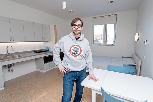 Mike Sudoma/Winnipeg Free Press
MMF Program Manager Kerri Scott inside one of the new Fre Maachi facilities one bedroom suites Friday morning
February 24, 2023 