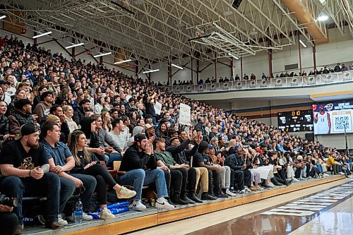 DAVID LIPNOWSKI / WINNIPEG FREE PRESS

A sell out crowd watches the Winnipeg Wesmen beat the Manitoba Bisons 73-70 during the Canada West Final Four Semi Finals Saturday February 25, 2023 at Investors Group Athletic Centre.
