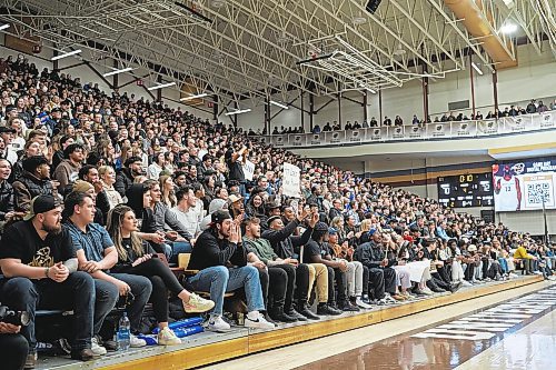 DAVID LIPNOWSKI / WINNIPEG FREE PRESS

A sell out crowd watches the Winnipeg Wesmen beat the Manitoba Bisons 73-70 during the Canada West Final Four Semi Finals Saturday February 25, 2023 at Investors Group Athletic Centre.