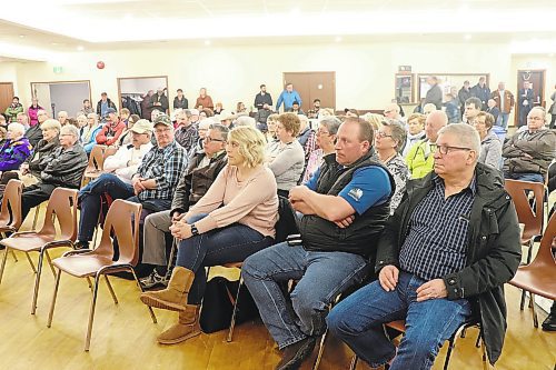 Spruce Woods constituents came out to the Wawanesa and District Community Hall Saturday afternoon to hear from Grant Jackson, Linda McRae-Walker and Ted Dzogan, who were all vying to represent the Progressive Conservative Party of Manitoba in the upcoming provincial election. (Kyle Darbyson/The Brandon Sun)