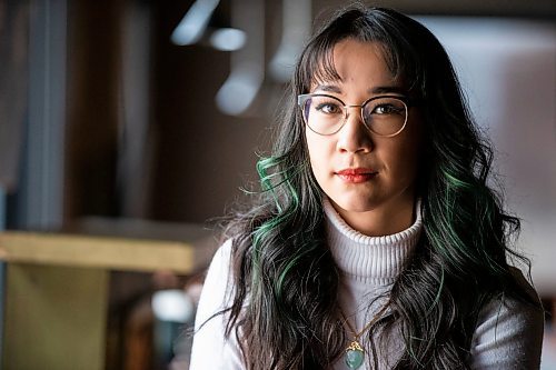 MIKAELA MACKENZIE / WINNIPEG FREE PRESS

Bailey Chin, one of the stars of the MTC Warehouse&#x2019;s Sexual Misconduct of the Middle Classes, poses for a portrait at the theatre in Winnipeg on Monday, Feb. 27, 2023. For Ben Waldman story.

Winnipeg Free Press 2023.