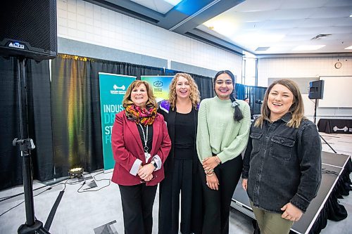 MIKAELA MACKENZIE / WINNIPEG FREE PRESS

Beverlie Stuart, interim president and CEO of MITT (left), Joelle Foster, CEO of North Forge, Gurleen Kaur, electronics technician student at MITT, and Avery-Anne Gervais, owner of Maker Mind Toys (who uses the North Forge fabrication lab), pose for a photo at MITT in Winnipeg on Tuesday, Feb. 28, 2023. MITT and North Forge are beginning a collaborative project which aims to empower and encourage young women to get into the world of tech startups. For Marty Cash story.

Winnipeg Free Press 2023.
