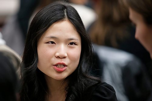 JOHN WOODS / WINNIPEG FREE PRESS
Bonnie Chen, gr 12 student, attends the Louis Riel School Division (LRSD) budget presentation at the board office Tuesday, February 28, 2023. 

Reporter: macintosh