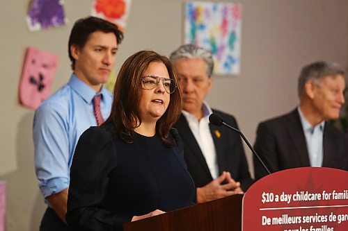 MIKE DEAL / WINNIPEG FREE PRESS

Prime Minister, Justin Trudeau, and the Premier of Manitoba, Heather Stefanson, today announced that Manitoba will achieve an average of $10-a-day regulated child care on April 2, 2023 &#x2013; three years ahead of the national target.
230303 - Friday, March 3, 2023