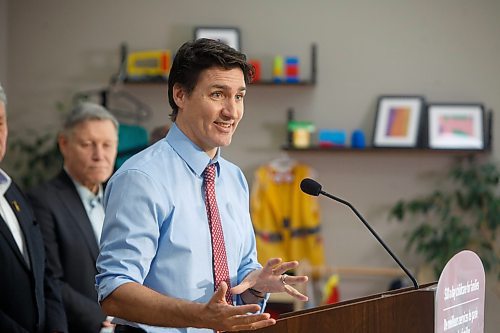 MIKE DEAL / WINNIPEG FREE PRESS
Prime Minister, Justin Trudeau, and the Premier of Manitoba, Heather Stefanson, today announced that Manitoba will achieve an average of $10-a-day regulated child care on April 2, 2023 &#x2013; three years ahead of the national target.
230303 - Friday, March 03, 2023.