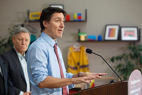 MIKE DEAL / WINNIPEG FREE PRESS
Prime Minister, Justin Trudeau, and the Premier of Manitoba, Heather Stefanson, today announced that Manitoba will achieve an average of $10-a-day regulated child care on April 2, 2023 &#x2013; three years ahead of the national target.
230303 - Friday, March 03, 2023.