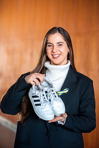 MIKAELA MACKENZIE / WINNIPEG FREE PRESS

The Shoe Project performer Yuliia Kovalenko poses for a photo with the shoes she&#x573; chosen at the Manitoba Museum auditorium  in Winnipeg on Friday, March 3, 2023. For &#x460;story.

Winnipeg Free Press 2023.