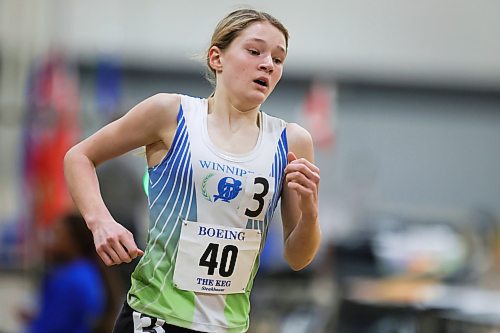 RUTH BONNEVILLE / WINNIPEG FREE PRESS 

Sports - Track &amp; Field 

High School track athlete Annika,  De Smet, breaks the provincial record for  U16, 1200m track event while competing in the Boeing  Indoor Classic at the Jim Daly Fieldhouse on the University of Manitoba Campus Friday.

See Josh's story

March 3rd,,  2023
