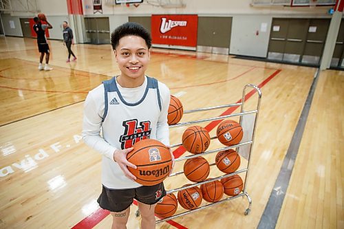 MIKE DEAL / WINNIPEG FREE PRESS
UofW Wesmen star guard Shawn Maranan before practice at Duckworth centre, Monday afternoon.
230306 - Monday, March 06, 2023.