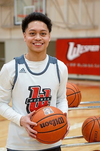 MIKE DEAL / WINNIPEG FREE PRESS
UofW Wesmen star guard Shawn Maranan before practice at Duckworth centre, Monday afternoon.
230306 - Monday, March 06, 2023.