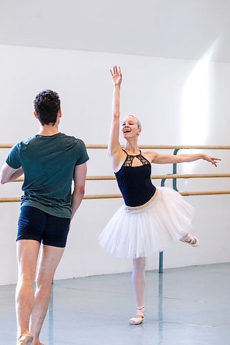 MIKAELA MACKENZIE / WINNIPEG FREE PRESS

Royal Winnipeg Ballet (RWB) principal ballerina Elizabeth Lamont, who will be performing the dual Swan Lake role of Odette/Odile for the first time, rehearses with Zachary Rogers at the RWB in Winnipeg on Wednesday, Feb. 22, 2023. For Jen story.

Winnipeg Free Press 2023.