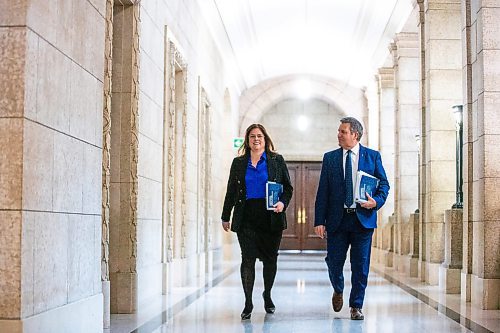 MIKAELA MACKENZIE / WINNIPEG FREE PRESS

Premier Heather Stefanson and finance minister Cliff Cullen walk in to announce the budget to media at the Manitoba Legislative Building in Winnipeg on Tuesday, March 7, 2023. For &#x460;story.

Winnipeg Free Press 2023.